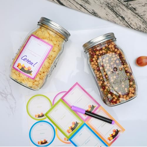 32 oz Wide Mouth Mason Jars, Clear Glass Mason Jars with Lids and Bands, 12 Pack Quart Size Canning Jars with Metal and Plastic Lids for Preserving, Meal Prep, Fermenting, Jam