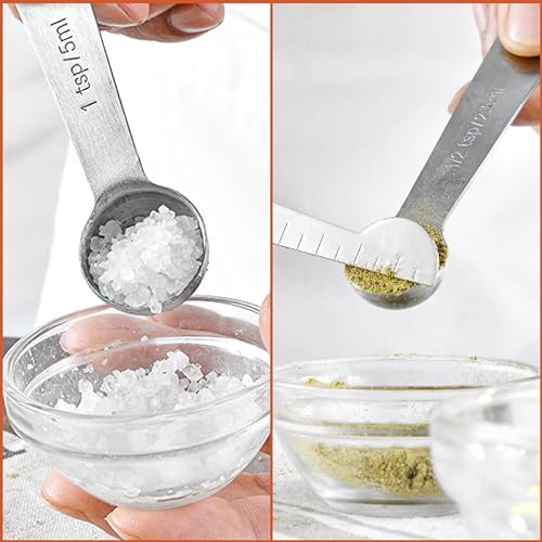 Stainless Steel Measuring Cups & Spoons Set, 12 Pieces Kitchen Measuring Sets Gadgets tool,For Cooking & Baking,Measure Dry & Wet Ingredients And Liquid (Cups & Spoons) - style: Cups & Spoons