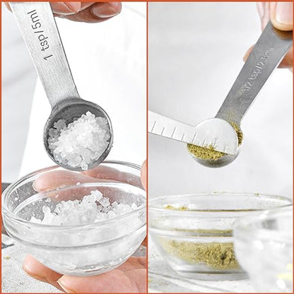 Stainless Steel Measuring Cups & Spoons Set, 12 Pieces Kitchen Measuring Sets Gadgets tool,For Cooking & Baking,Measure Dry & Wet Ingredients And Liquid (Cups & Spoons) - style: Cups & Spoons