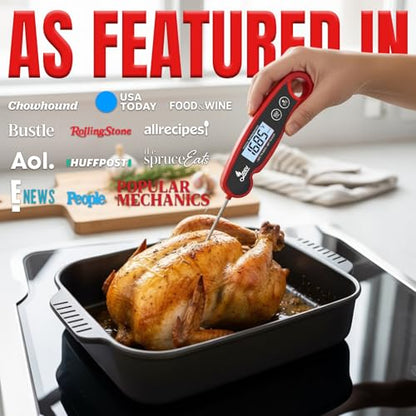 Digital Meat Thermometer with Backlight for Cooking | Instant Read, Waterproof Meat Thermometer | Grilling, BBQ, Smoker, Oven, Turkey and Kitchen