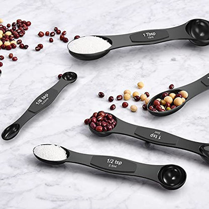 Wildone 21 Piece Black Measuring Cups & Spoons, Includes 7 Stainless Steel Measuring Cups, 8 Double Sided Measuring Spoons, 1 Leveler & 5 Mini Spoons - color: Black