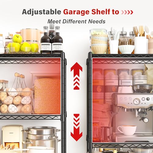 REIBII 5 Tier Wire Shelving, 23.2" W Metal Shelving, Small Space Corner Storage, Adjustable Shelves, Leveling Feet, Metal, for Kitchen, Bedroom, Pantry, Closet,Laundry Room - size: 5 Tier,13.4" D x 23.2" W x 60" H