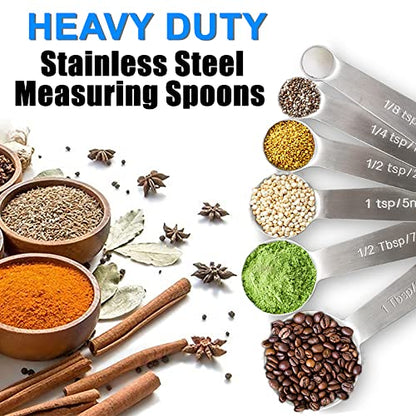 Measuring Spoons, Premium Heavy Duty Stainless Steel Measuring Spoons Cups Set, Small Tablespoon with Metric and US Measurements, Set of 6 for Measuring Dry and Liquid Ingredients - size: 6PCS