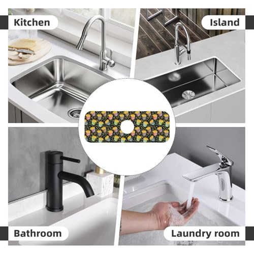 Fries Faucet Mat For Kitchen Sink, Absorbent Countertop Protector, Quick Dry Sink Splash Guard Pad, Waterproof Draining Mat 15" X 5.5" - color: Style 4