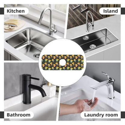 Fries Faucet Mat For Kitchen Sink, Absorbent Countertop Protector, Quick Dry Sink Splash Guard Pad, Waterproof Draining Mat 15" X 5.5" - color: Style 4
