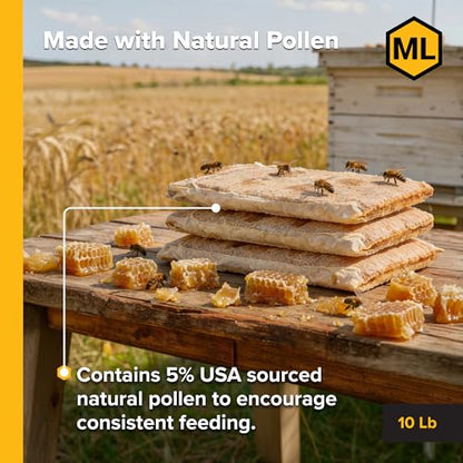 Mann Lake Ultra Bee Rocket Fuel Patties with Natural Pollen & Apis Biologix Bio Activator, High Protein Food for Spring Colony Growth, Increased Honey Production & Improved Brood, Made in USA, 10 lb