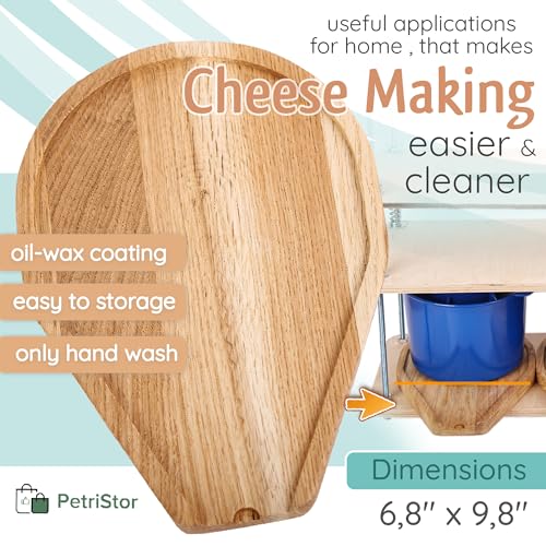 Cheesemaking Draining Tray Natural Oak Drip Tray Small 6,8" x 9,8" - Cheese Makers