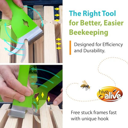 HIVE ALIVE 1 EZ Find Pro HiveTool – Heat Treated 3mm Thick for Lasting Strength - Beekeeper Tools for Prying, Lifting, and Scraping. Its Multi-Color Easily Stands Out in Green Vegetation and Scrub