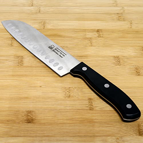 Chef Craft Select Santoku Knife, 6.5 inch blade 15.5 inch in length, Stainless Steel/Black - style: Santoku Knife