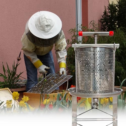 Honey Extractor Manual, Household Manual Mesh Honey Press Extractor Machine, Honey Extractor Beekeeping Manual Tool, Stainless Steel Beekeeping Extraction for Wine Honey and Juice Making