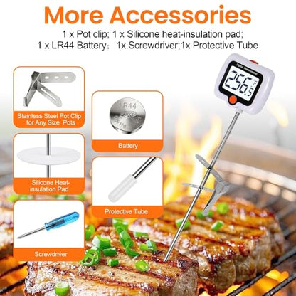 Candy Thermometer for Candy Making with Pot Clip,Best Instant Read Thermometer Digital for Cooking, Baking, Candy and Cheese Making – 10 Inch Probe, Large Rotating LCD Display, Essential Baking Tool - color: Candy Deep Fry Thermometer