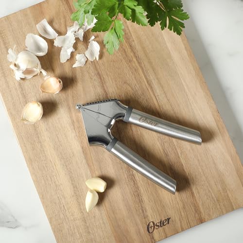 Oster Chadswyck 7.7” Garlic Press, Stainless Steel Garlic Mincer & Crusher, Easy Squeeze, Dishwasher Safe - color: Chadswyck (7.7" Garlic Press)