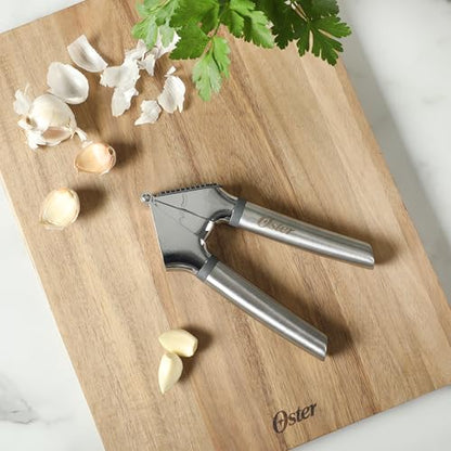 Oster Chadswyck 7.7” Garlic Press, Stainless Steel Garlic Mincer & Crusher, Easy Squeeze, Dishwasher Safe - color: Chadswyck (7.7" Garlic Press)