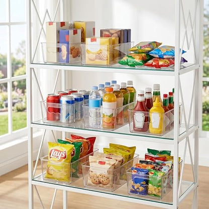 Vtopmart 4pcs Clear Organizers and Storage Bins, Plastic Storage Containers with Handles for Fridge, Freezer, Pantry, Cabinet, Kitchen Organization - size: Without Lid