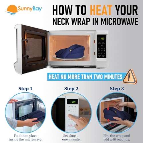SunnyBay Microwavable Heating Pad for Neck and Shoulder, Heated Neck Wrap, Microwave Heat Pad, Weighted Beanbag Moist Hot or Cold Compress, 2.2 lbs, 26x4 Inches, Navy Blue - color: 4x26 - Navy Blue