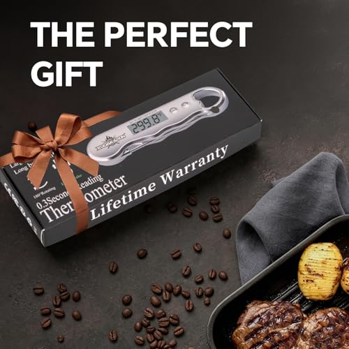 0.3s Fast Read Meat Thermometer – USB-C Rechargeable,Black | Digital instant read for BBQ, baking, and candy –no batteries needed - color: Black