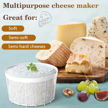 Grand Way Cheese Making Semi Soft and Soft Cheese Mold for 0,5 GAL - Homemade Cheese Making Supplies - Molde Para Queso - Cheese Form with Cheesecloth - Cheese Basket Container Molds - color: 3. Cheese Form 1pc