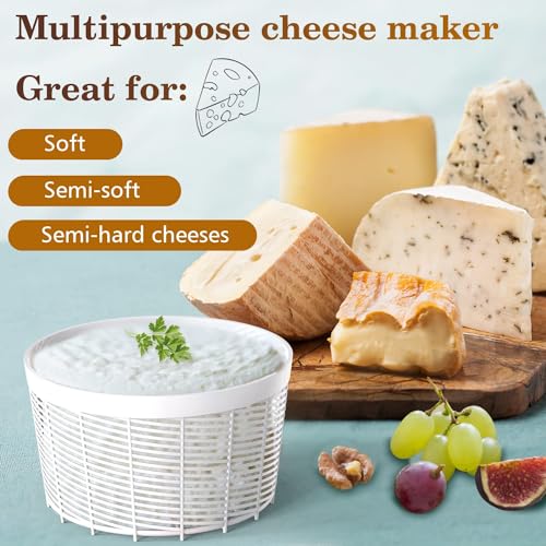 Grand Way Cheese Making Semi Soft and Soft Cheese Mold for 0,5 GAL - Homemade Cheese Making Supplies - Molde Para Queso - Cheese Form with Cheesecloth - Cheese Basket Container Molds - color: 3. Cheese Form 1pc