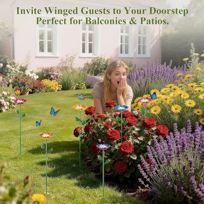 MYMULIKE Bee Watering Station for Garden, 4 Pack Bee Bath Cups for Garden Decor, Butterfly Feeder to Attract Pollinators as Watering Station
