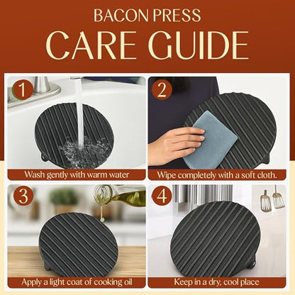 Heavy-Duty Cast Iron Burger Press 7 Inch Round Burger Smasher, Grill Press for Cooking Burgers, Bacon, Sandwiches, Steak, Ground Beef, Meats, Sausages - size: 7" Bacon Press