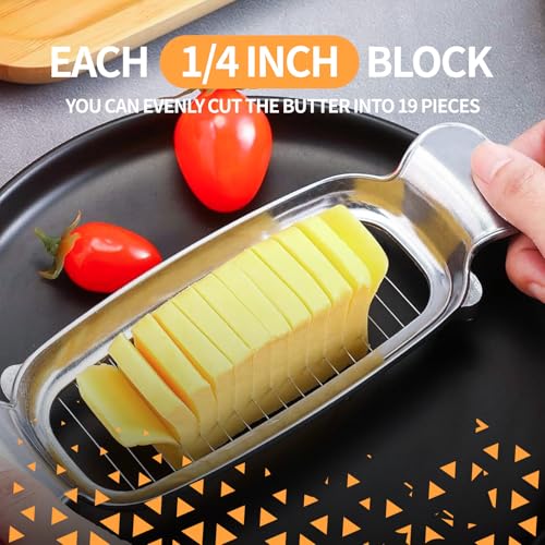 Butter & Cheese Slice Cutter Stainless Steel Multipurpose Butter and Cheese Cutter Slicer with Ergonomic handle Portable Grip for block cheese, Fruit Baking