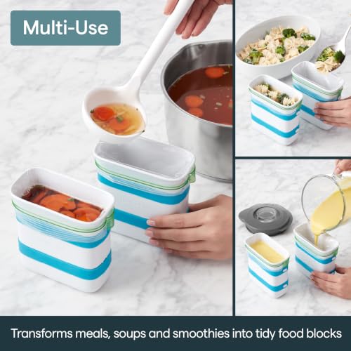 YouCopia FreezeUp Freezer Food Block Maker, 2 Cup, 2-Pack, Meal Prep Bag Container to Freeze Leftovers and Soup - size: 2 Cups, 2-Pack, style: Food Block Maker