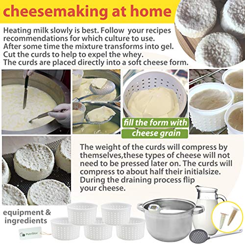 PetriStor 5 pcs Soft Cheese Mold for Cheese Making 0.7QT - Small Cheese Molds - Homemade Cheese Making Supplies - Cream Cheese Form Mold - Molde Para Queso Fresco Casero