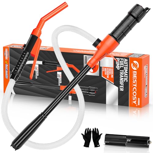 Electric Fuel Transfer Pump, 2.4 GPM Portable Fluid Transfer Siphon Pump with Oil Pipeline, Battery Gas Pumps with 47 Inches Hose &Gloves for Car/RV(Orange) - color: 1 Pack of Medium orange