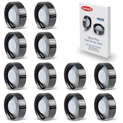12 Pcs 38mm Growler Caps, Beer Bottle caps Compatible with 1/2 Gallon and 1 Gallon Glass Gallon Jugs Replacement, Black - color: Black 12 Pcs