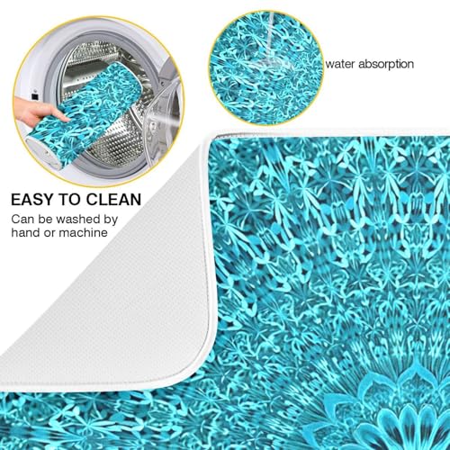 Super Absorbent Dish Drying Mat Microfiber Fast-Drying Dish Mat 16" x 18" Kitchen Dish Drying Pad Mandala Turquoise Teal Blue Green - color: Mandala Turquoise Teal Blue Green, size: 16" x 18"