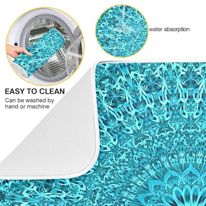 Super Absorbent Dish Drying Mat, Microfiber Fast-Drying Dish Mat, 24" x 18", Kitchen Dish Drying Pad, Mandala Turquoise Teal Blue Green - color: Mandala Turquoise Teal Blue Green, size: 18" x 24"