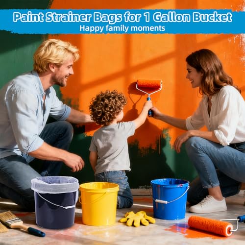 10 Pcs Paint Strainer Bags 1 Gallon- Premium Nylon Paint Filter with Elastic Top, Fine White Mesh for Smooth Painting & Gardening, Disposable Strainer for Paint Bucket & Hydroponics