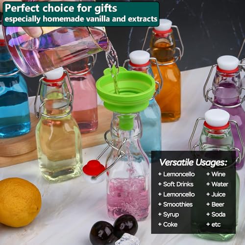 ZEBEIYU Swing Top Glass Bottles 4 oz With Flip Airtight Lids for Home Brewing, Beverages, Oil, Vinegar, Water, Soda, Kefir, Limoncello, Homemade liquor, vanilla（10 Pack - size: 4 oz