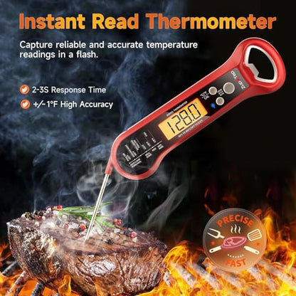 Meat Thermometer Digital – Instant Read Food Thermometer for Cooking with Long Probe and Backlit Display, Fast Accurate Temperature for Grill, BBQ, Smoker, Candy, Kitchen Essentials