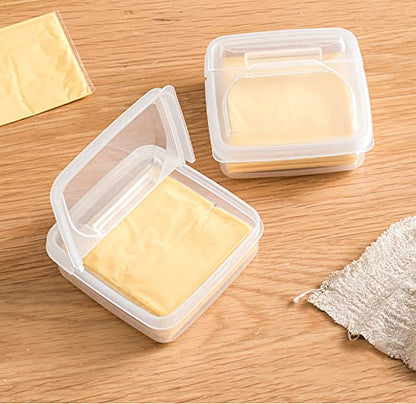 2 Pack-Plastic Sliced Cheese Storage Containers with lids Airtight Keeps Cheese Fresh and Delicious Cheese Container for Fridge