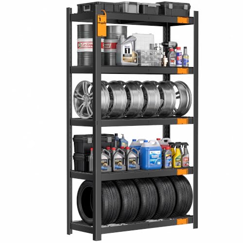 CAMMOO 36''W Storage Shelves, 3500LBS Metal Garage Shelving Unit with Magnetic Lable, Upgraded Structure, Solid Steel, Heavy Duty Adjustable 5 Tier Wire Shelf for Basement, Kitchen, 36"W x 16"D x 72"H - size: 36"W x 16"D x 72"H