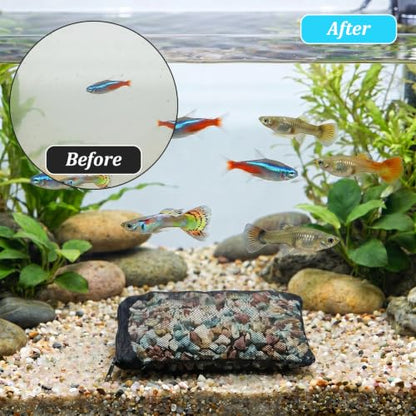 16 Pcs Aquarium Media Bag, Mesh Media Bags with Zipper for Fish Tank | 5.9x7.87 Inch/15x20cm Reusable Filter Bags, For Activated Carbon & Ceramic Rings, White and Black