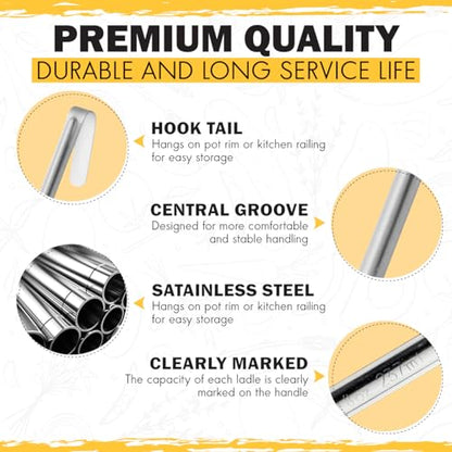 Ladle - Durable Stainless Steel Ladle Serving Measuring Soup Dressing Sauce Gravy Sturdy Dependable Long Handle for Kitchen - 12 Oz. - size: 12 Oz.