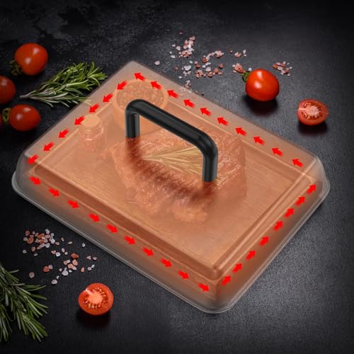 6.2" Burger Press & 14" Melting Dome Set for Blackstone Griddle Accessories | Food-grade stainless steel. Melts cheese fast, presses patties evenly. Easy to clean. Fits most flat top grills. - size: 6.2'' Burger Press+14'' Rectangular Dome-2PCS