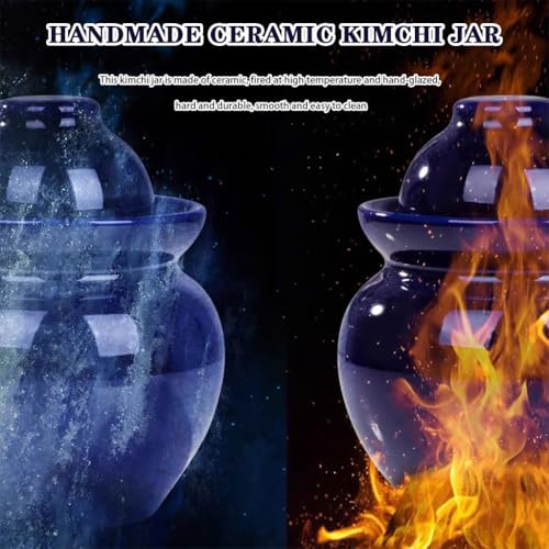 Traditional Water-Sealed Pickle Jar, Large-Diameter Portable Fermentation Crock, Pickled Korean Kimchi, High-Temperature Firing, Hand-Glazed(3.5kg/123.4oz) - size: 3.5kg/123.4oz