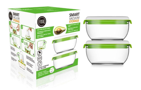 FOSA Vacuum Seal Food Storage System Reusable Medium Containers, 2 pack, 600ml size (Vacuum Pump not Included) - size: 20oz × 2