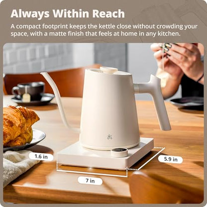 Greater Goods Electric Gooseneck Kettle, 1200W Stainless Steel with Precision Temperature Control, Fast Boil, BPA-Free, Ideal for Pour Over Coffee and Tea, 0.8L (Birch) - color: Birch