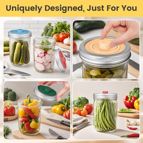 Original Patented Airlock Fermentation Lids for Wide Mouth Mason Jars, Fermenter Caps, Fermentation Kit for Sauerkraut & Pickle Kit, One Way Waterless Airlock Valve - BPA-Free (Jar Not Included) - size: Wide Mouth