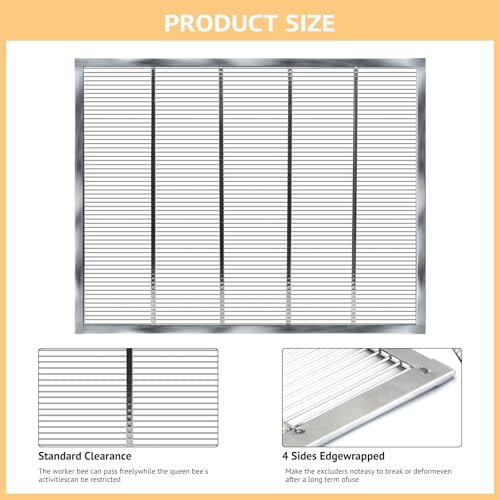 Metal Queen Excluder for 10 Frame Beehive,20.08 X 16.14 Inch Beehive Queen Excluder 10 Frame,Queen Excluder for 10 Frame Hive,Queen bee excluder 10 Frame,Beekeeping Tools (2)