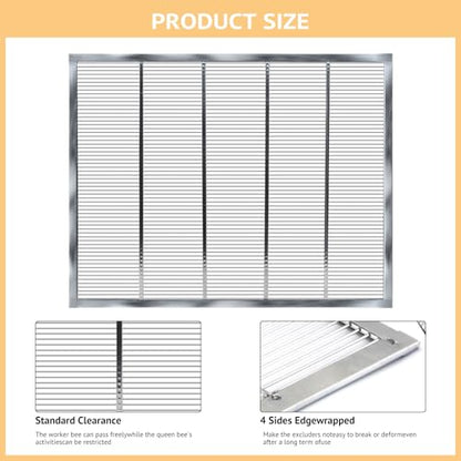 Metal Queen Excluder for 10 Frame Beehive,20.08 X 16.14 Inch Beehive Queen Excluder 10 Frame,Queen Excluder for 10 Frame Hive,Queen bee excluder 10 Frame,Beekeeping Tools (2)