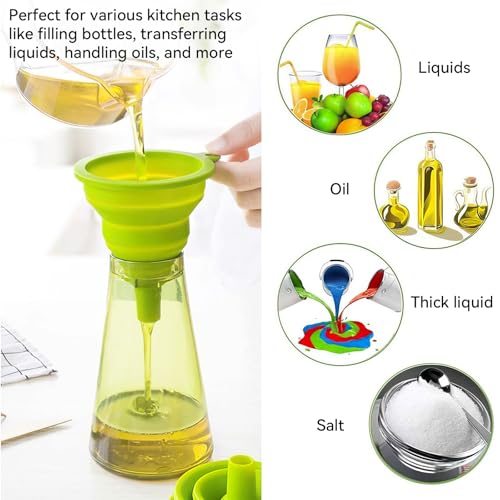 4 Pack Kitchen Funnel Set, Small Size Gadgets Tools, Foldable Silicone Funnels for Kitchen Use, Collapsible Food Grade Folding Funnels for Cooking, Filling Water Bottles, Oil Bottle, Liquid Transfer