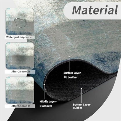 Kitchen Sink Splash Guard，Blue ocean Faucet Mat Sink Gadgets-Super Absorbent Fast Drying Mat Drip Catcher for Kitchen, Bathroom,Sink Mat, Dish Drying Mat, Bathroom(15" X 5.5" ) - color: Blue ocean