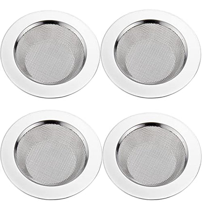 LASSHSWA 4 PCS Kitchen Sink Strainer Stainless Steel, Kitchen Sink Drain Strainer，Sink Strainers with Large Wide Rim 4.5" Diameter for Kitchen Sinks - style: 4 PACK