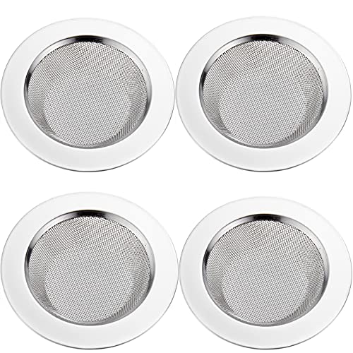 LASSHSWA 4 PCS Kitchen Sink Strainer Stainless Steel, Kitchen Sink Drain Strainer，Sink Strainers with Large Wide Rim 4.5" Diameter for Kitchen Sinks - style: 4 PACK