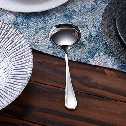 KEAWELL Premium 7.1" Verona Gravy Ladle, 18/10 Stainless Steel, Heavy-Duty with Deep Bowl, High-Polished Finish, Ergonomic Handle for Smooth Pouring, Dishwasher Safe (1, 7.1" Gravy Ladle) - size: 7.1" Gravy Ladle